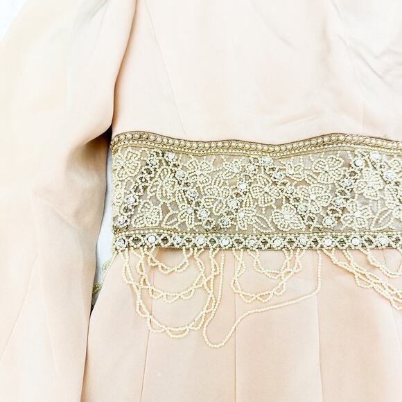 Badgley Mischka Nude Beaded Waist Dress Blazer Size 8 - Picture 4 of 5
